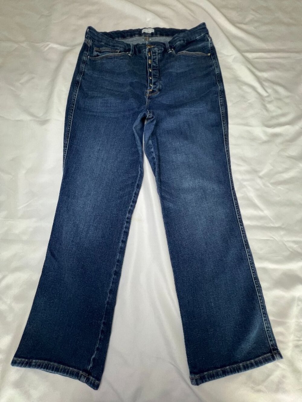 Good American Good Curve Straight Jeans High Rise Indigo Blue Jeans Women Sz 16
